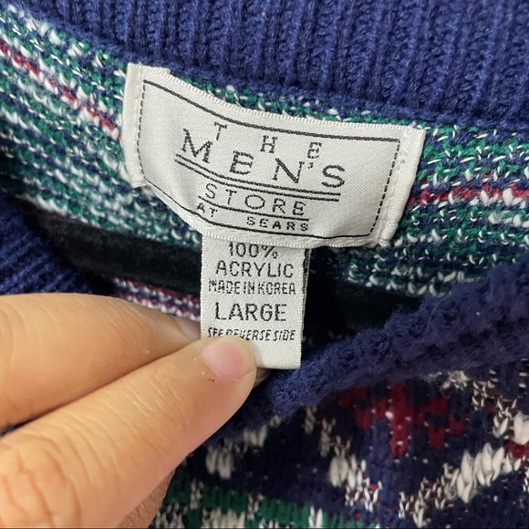 Vtg Sears Mens Store v-neck grandpa sweater Large - Picture 2 of 5